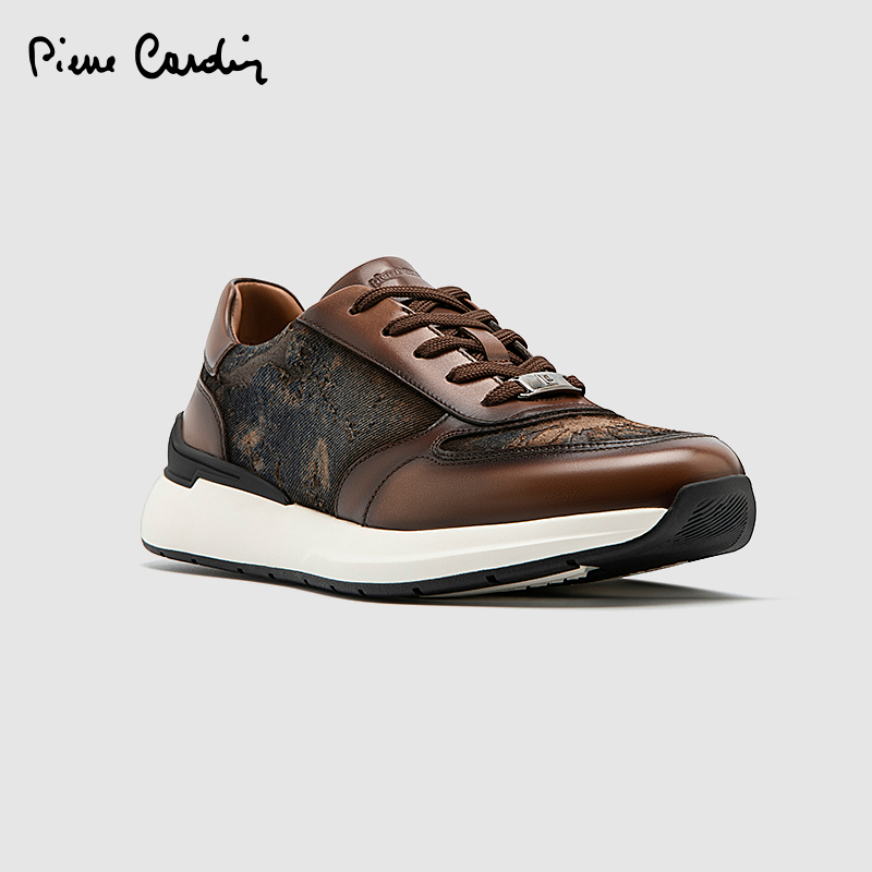 皮尔卡丹丹宁牛仔布拼接休闲鞋