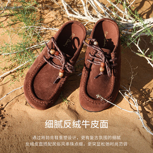 皮尔卡丹女鞋复古勃肯鞋懒人拖反绒真皮穆勒鞋厚底柔软包头拖鞋女