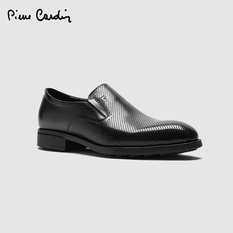 皮尔卡丹头层牛皮透气冲孔皮鞋