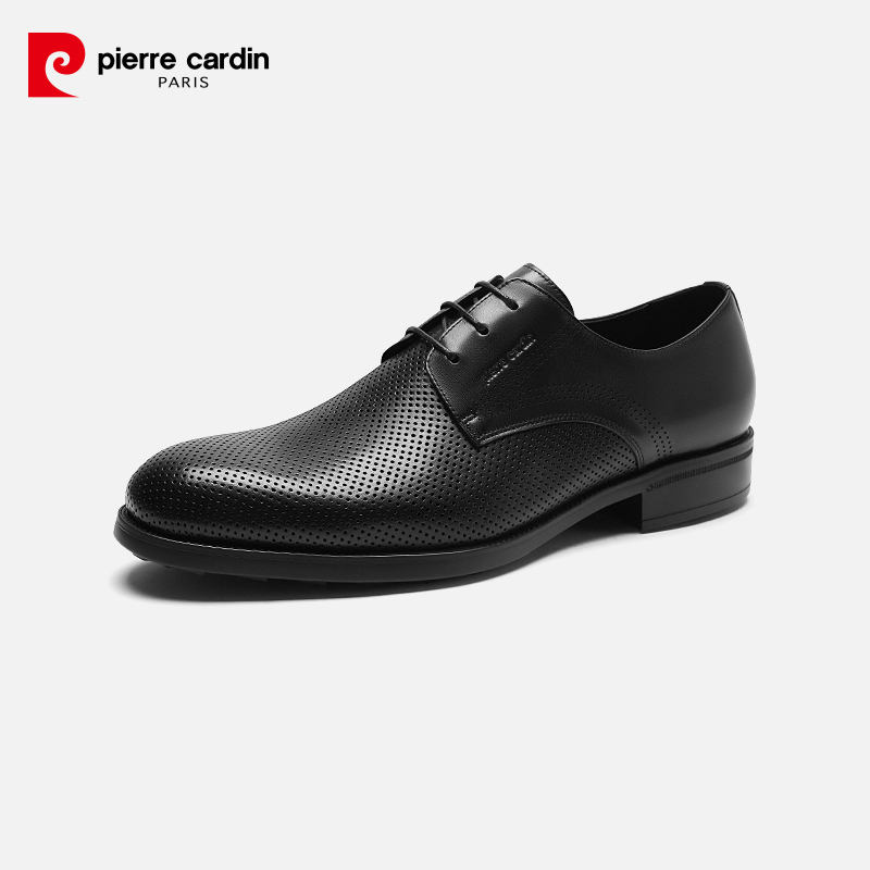 Pierre Cardin/皮尔卡丹男鞋冲孔德比鞋真皮商务正装皮鞋轻底
