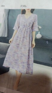 女装花色夏季连衣裙宽松腰长裙此款支持来料定制