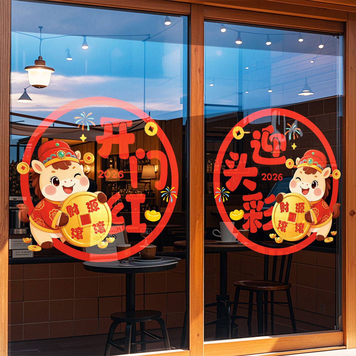 马年开门红职场布置2026新年装饰玻璃门贴纸银行商店过年氛围布置,家居饰品,门贴,淘宝优惠券,粉丝福利购,淘宝优惠卷