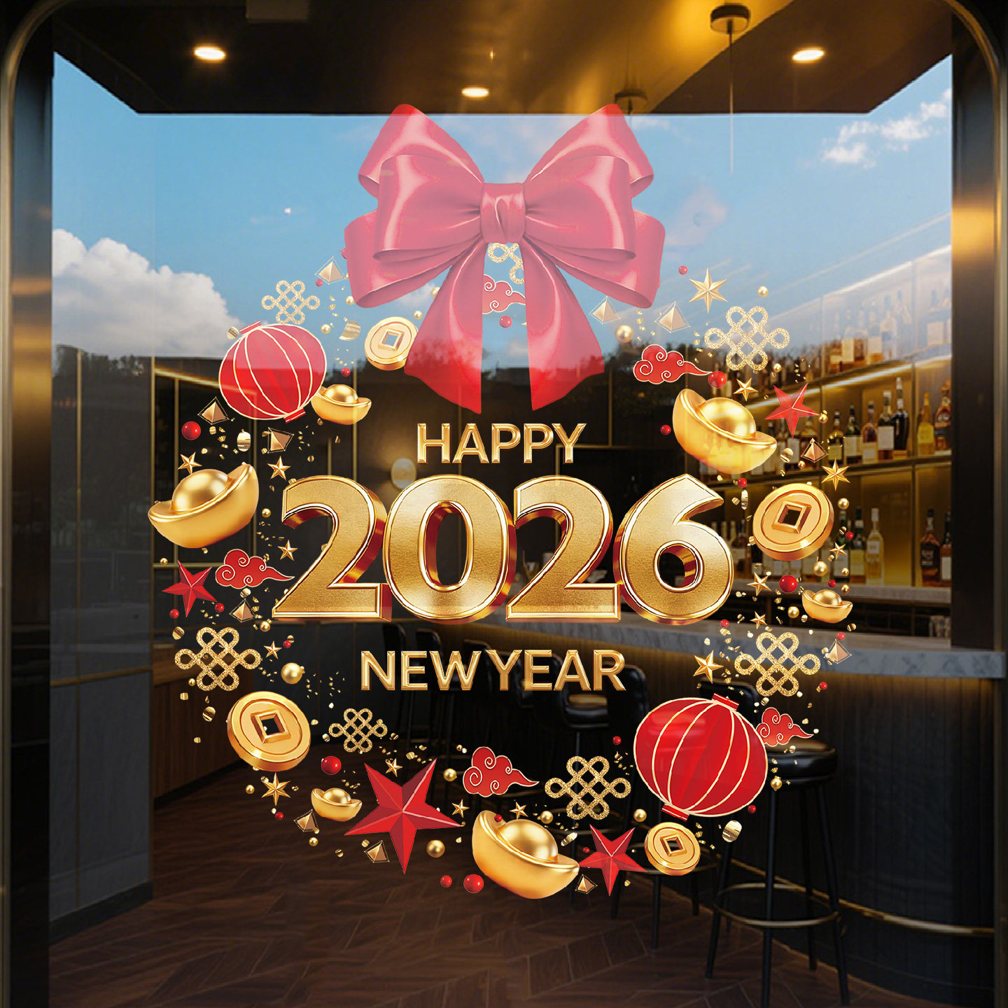 马年窗花2026玻璃贴纸客厅阳台窗户贴新年氛围布置静电贴春节门贴,家居饰品,门贴,淘宝优惠券,粉丝福利购,淘宝优惠卷