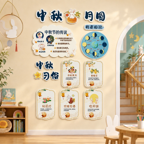 中秋节氛围布置文化墙贴