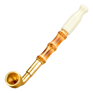 碳化复古竹节烟杆旱烟袋玉石烟嘴老式手工黄铜烟锅子男士烟斗