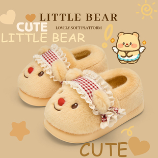 包跟月子鞋女款冬季2026新款家居毛毛绒秋冬保暖可爱棉拖鞋女冬天