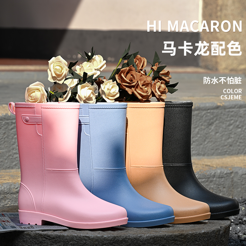 雨鞋时尚女款中筒防滑厨房加厚女士防水鞋保暖成人户外穿雨靴胶鞋