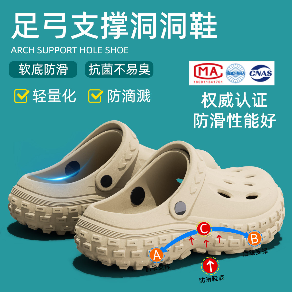 洞洞鞋男款夏外穿2025新款海边沙滩厚底防滑防臭足弓支撑拖鞋女士