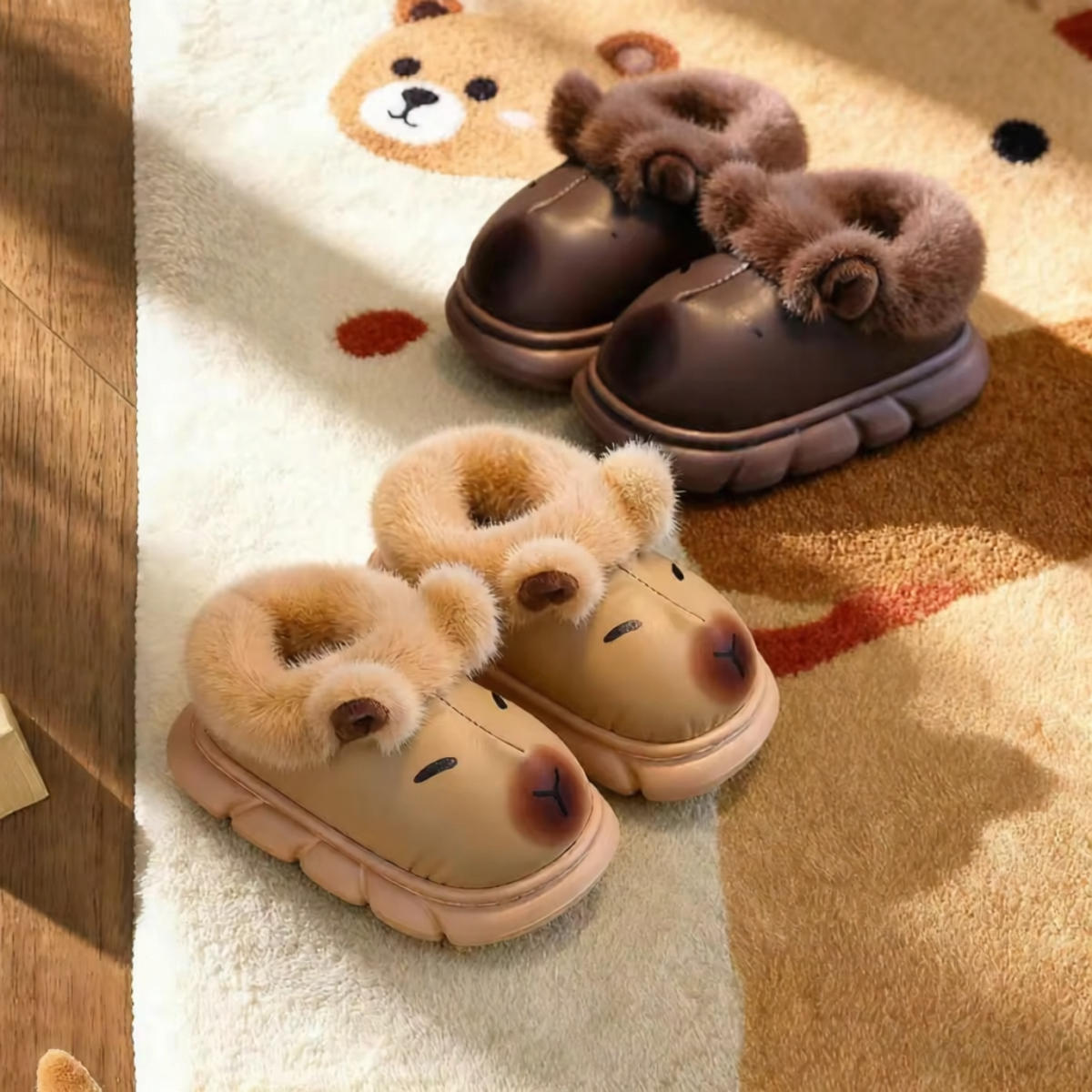 卡皮巴拉棉拖鞋儿童室内保暖EVA防水棉鞋男孩居家冬季毛拖鞋男童