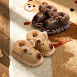 卡皮巴拉棉拖鞋儿童室内保暖EVA防水棉鞋男孩居家冬季毛拖鞋男童