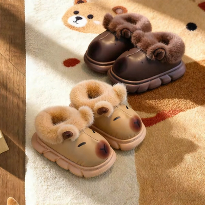 卡皮巴拉棉拖鞋儿童室内保暖EVA防水棉鞋男孩居家冬季毛拖鞋男童