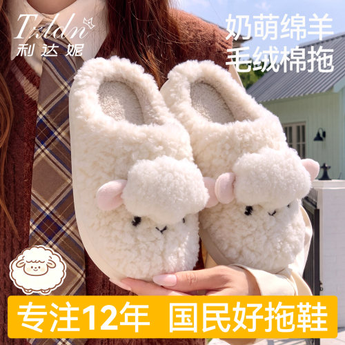 利达妮棉拖鞋女款2026新款室内家居保暖防滑可爱毛绒情侣拖鞋秋冬