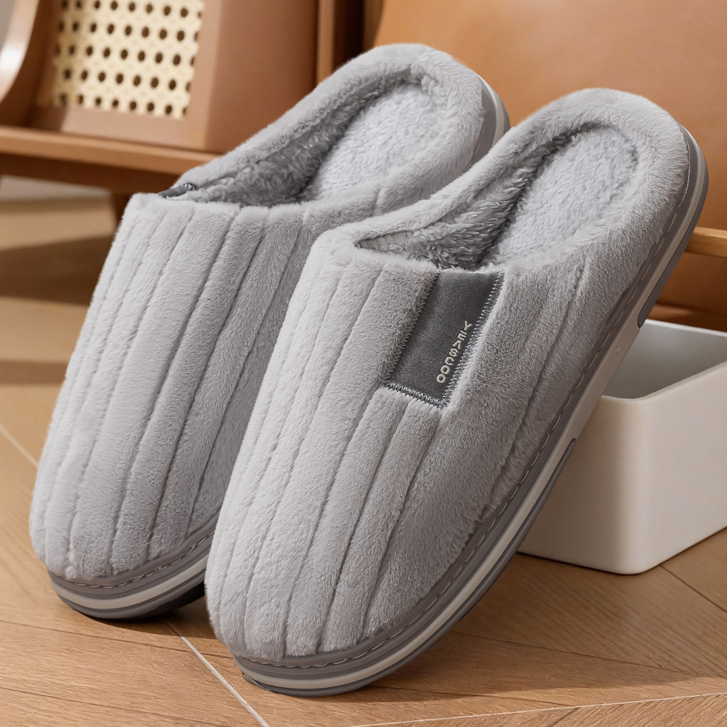 男士棉拖鞋保暖毛绒舒适