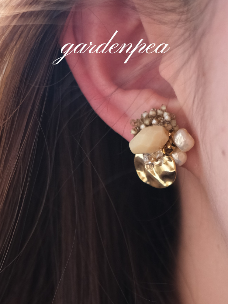 gardenpea原创手作日系金色波光氛围感清新小众设计感轻耳钉耳夹,饰品/流行首饰/时尚饰品新,耳环,淘宝优惠券,粉丝福利购,淘宝优惠卷