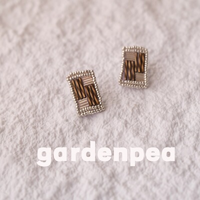 gardenpea原创手作棕调银几何耳饰女复古小众简约高级感耳钉耳夹