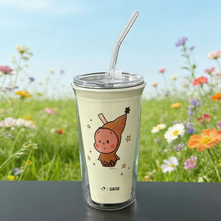 适配喜茶星星人联名PP杯改造玻璃外壳304不锈钢内胆改装套装带盖