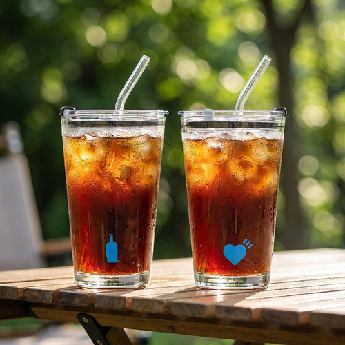 日本bluebottle小蓝瓶玻璃咖啡杯带盖子爱心限定款美式拿铁杯子