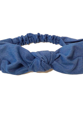 蓝色牛仔大蝴蝶结发带 显脸小的发带PF06