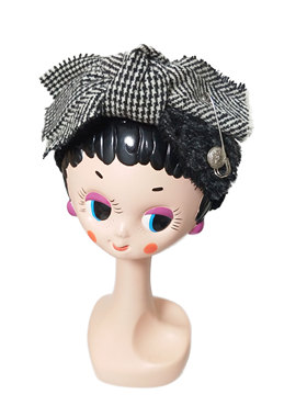 黑白拼接 蝴蝶结 日本大人气  千鸟格 格子毛呢发带PF15贰