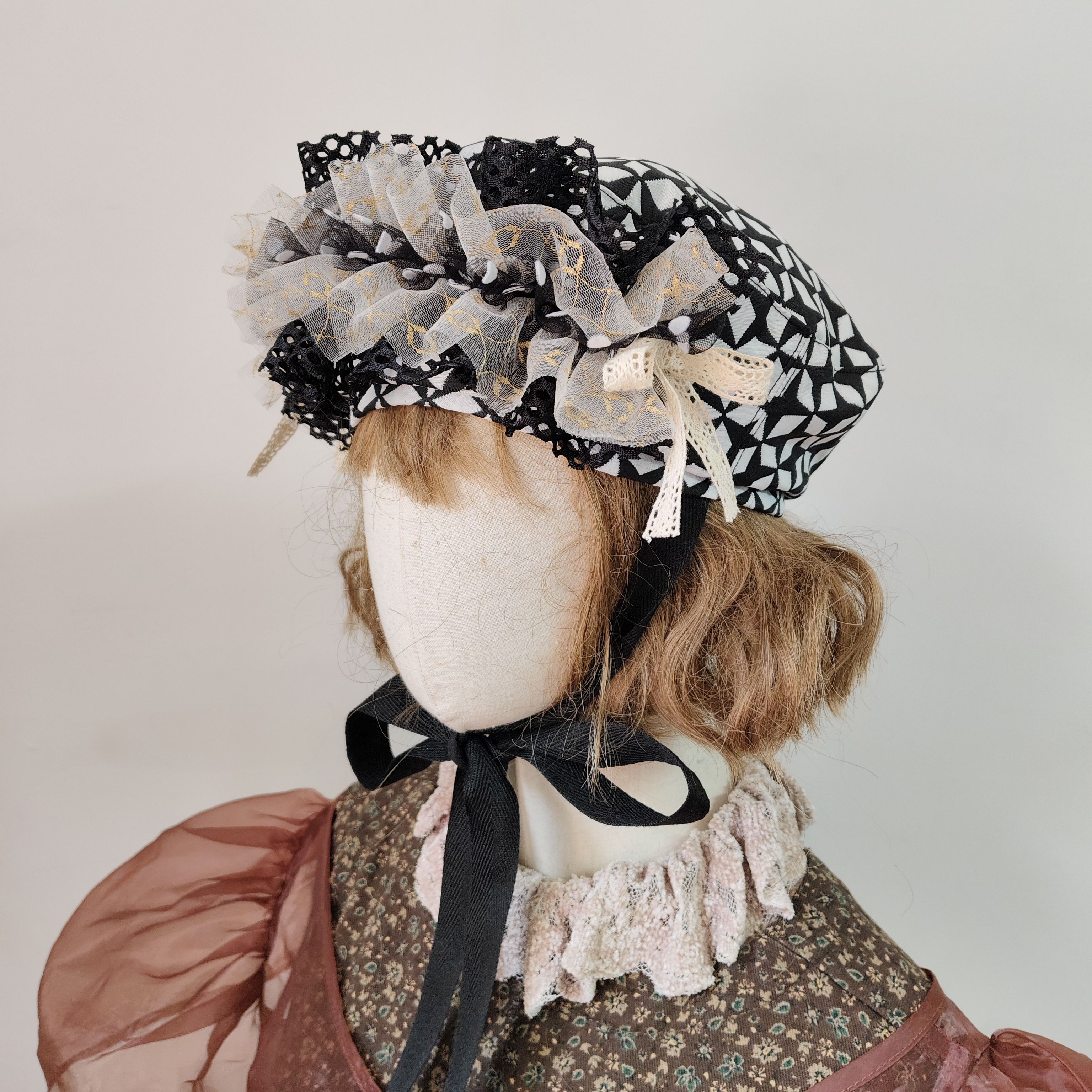 独家设计复古法式赫本日系少女 网纱花朵礼帽优雅  小众贝雷帽