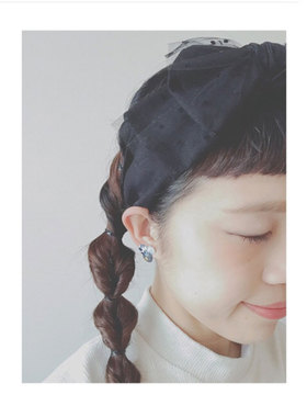 黑色蕾丝波点网纱 双层蝴蝶结 日本发带PF07B