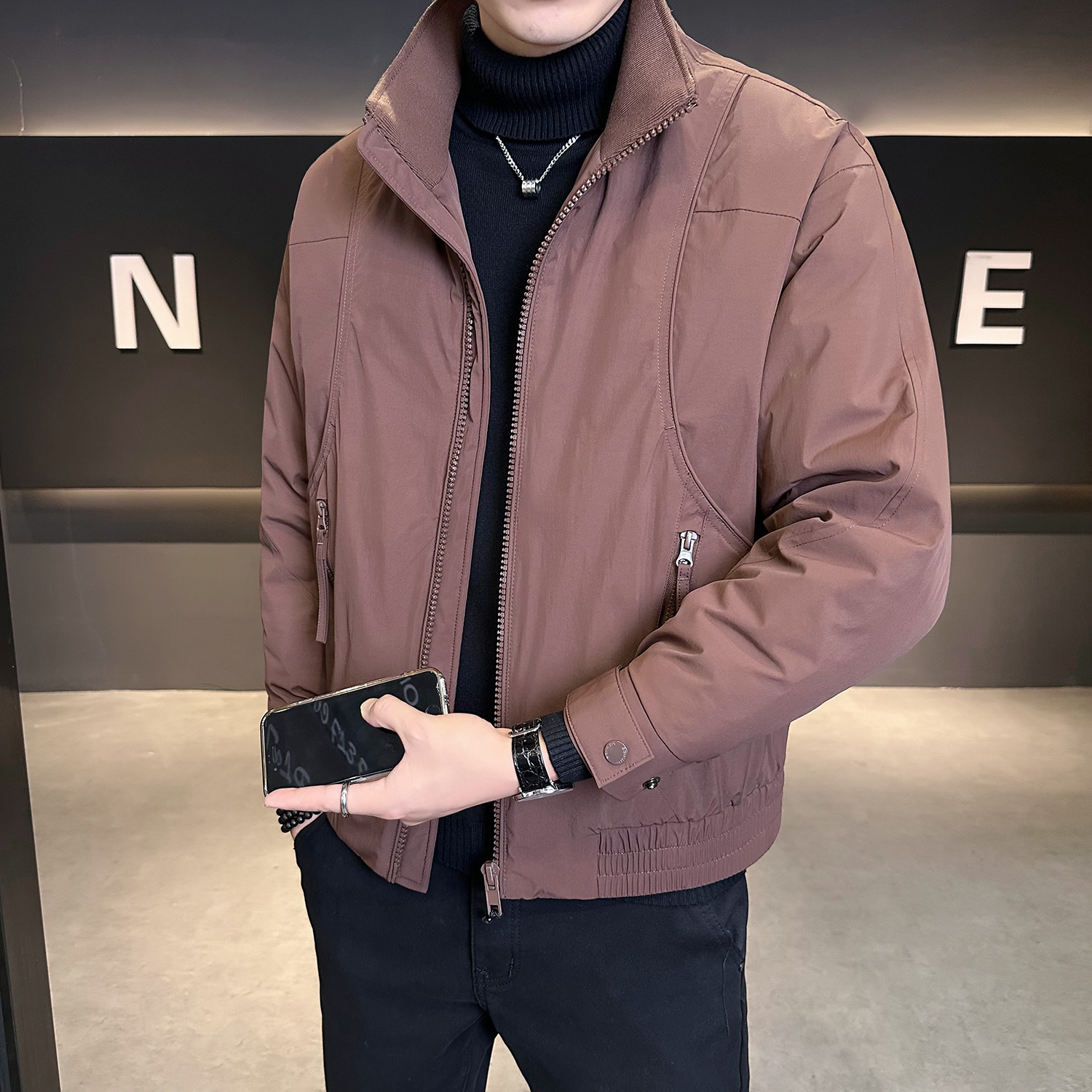 羽绒服男冬装2025新款加厚保暖立领外套潮流帅气休闲短裤鸭绒袄子