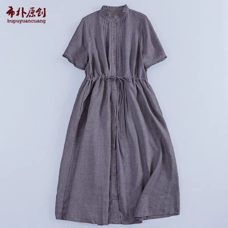 文艺百搭休闲亚麻连衣裙