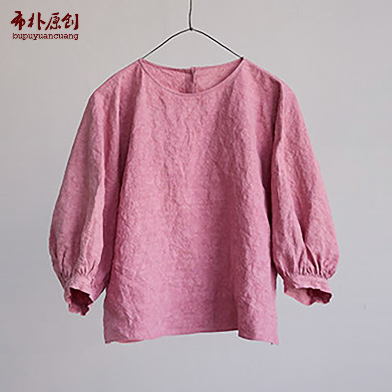 休闲上衣宽松两穿圆领衬衫