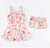 女童连体甜美裙式 保守泳衣女宝宝可爱小公主游泳装 小女孩泳衣儿童