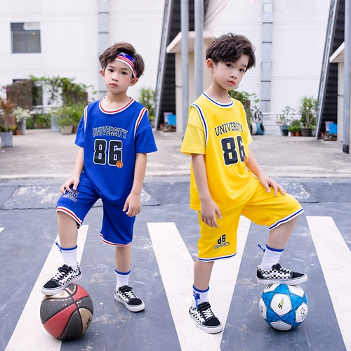 Спортивный костюм, детский комплект для мальчиков для школьников, подходит для подростков, короткий рукав