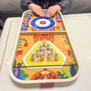 木质弹弹棋父子双人对战桌面游戏保龄球亲子互动儿童益智玩具礼物