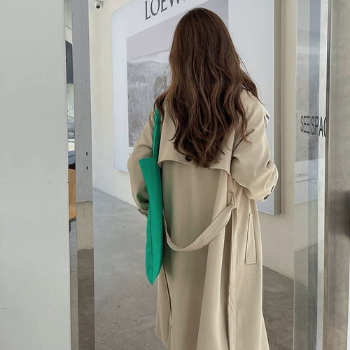 Весеннее хаки длинное пальто, плащ, куртка, коллекция 2023, в британском стиле, подходит для подростков