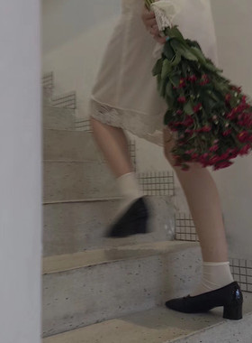 LET ME SEE少女新款堆堆袜子女纯色日系中筒袜天鹅绒搭配凉鞋