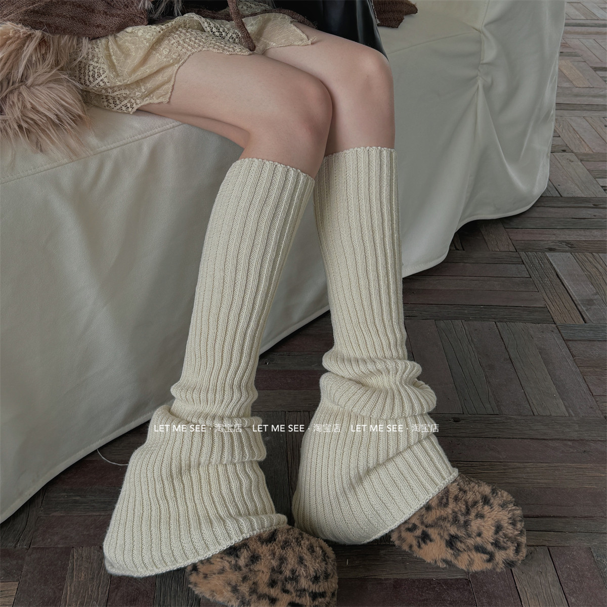 LET ME SEE自制 加长喇叭袜套针织jk千禧风女长筒腿套辣妹堆堆袜