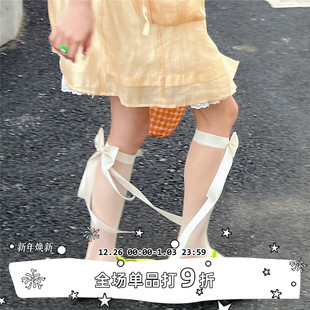 立体蝴蝶结薄款 SEE 丝袜防勾丝可爱日系少女中筒袜 LET