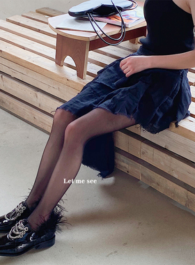 LET ME SEE薄黑丝袜女薄连裤袜性感ins潮外穿纯色打底连体袜