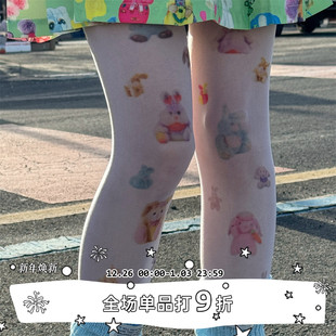 丝袜萌萌哒个性 SEE原创卡通动漫印花薄款 打底袜可爱少女 LET