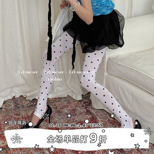 袜 LET 自制复古圆点连裤 SEE 时髦小波点天鹅绒打底袜韩系女袜
