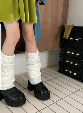 LET ME SEE 针织袜套jk白色袜子女小腿套芭蕾长筒堆堆袜辣妹袜套