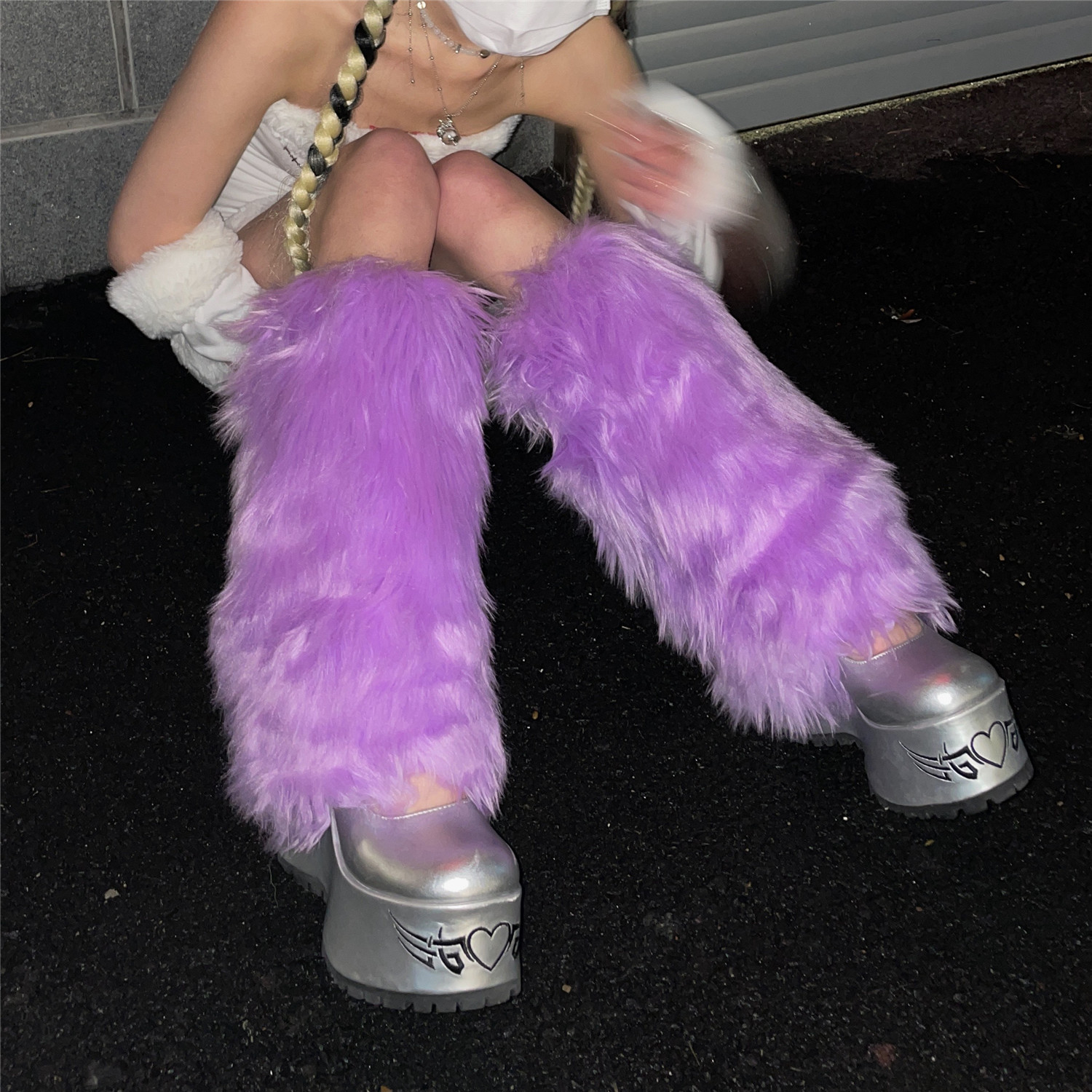 letmesee新款辣妹毛茸茸袜套