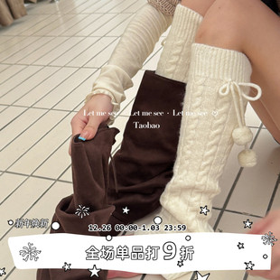 日常百搭毛球袜套 SEE 少女学院风jk堆堆女袜针织腿套 LET