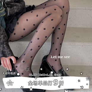 袜 SEE小众显瘦圆点丝袜黑丝波点打底袜jk辣妹性感连裤 LET