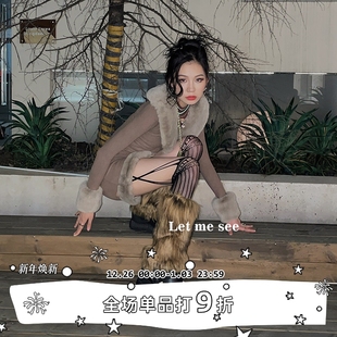 百搭辣妹袜套 SEE全素仿皮草仿貂柔软毛毛腿套女时尚 LET