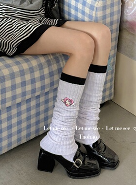 LET ME SEE 自制原宿JK刺绣大象袜 日系学院堆堆袜涩谷辣妹泡泡袜