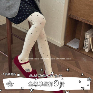 秋冬韩系波点打底袜烟灰色显瘦连裤 SEE 袜女保暖 LET