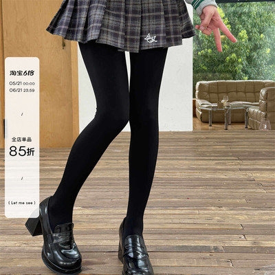 LET ME SEE 厚黑学水光袜日系黑丝百搭女袜子秋冬纯黑打底连裤袜
