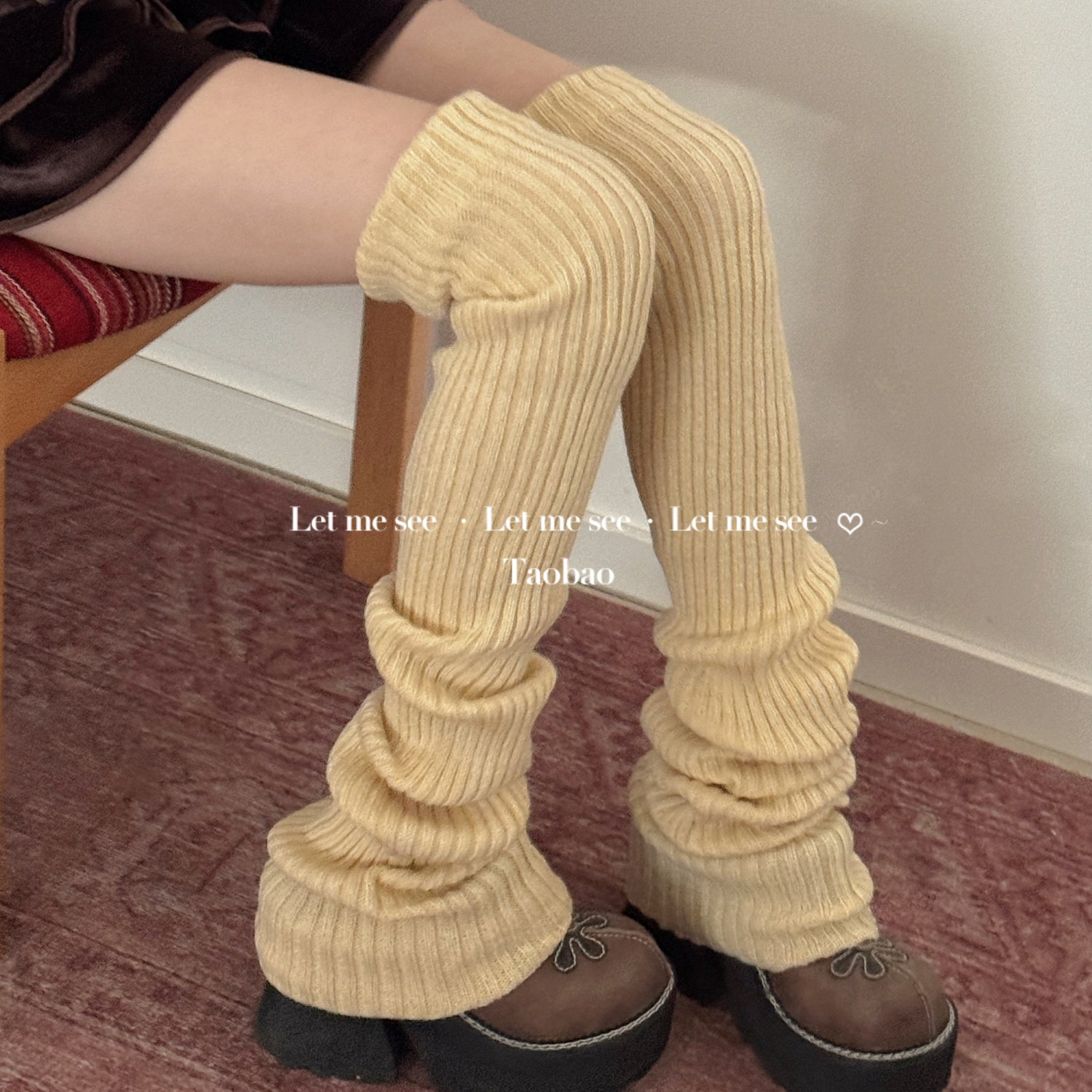 LET ME SEE 古早针织毛线袜套 辣妹长筒堆堆袜子显瘦过膝高筒腿套,女士内衣/男士内衣/家居服,长筒袜,淘宝优惠券,粉丝福利购,淘宝优惠卷
