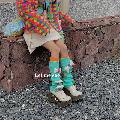 泫雅风可爱少女卡通骨头推推袜