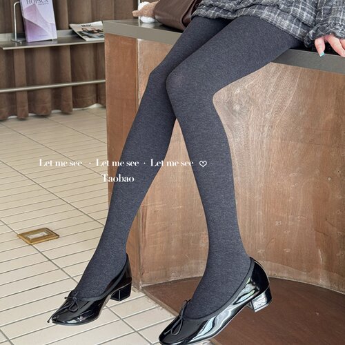 LET ME SEE 韩风高弹力棉灰色裤袜 秋冬美腿百搭显瘦打底裤女袜