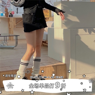 y2k千禧风辣妹中筒袜套日系学院风原宿冬针织堆堆袜套 SEE LET